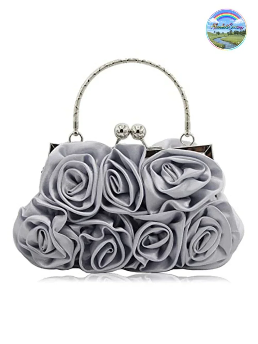 Evening Clutch Bag Floral Satin Small Purse with Detachable Strap Wedding Party